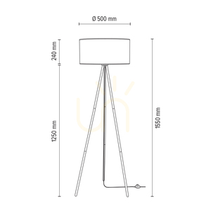 Lampa de podea Dove, 1xE27, Max. 40 W, metal negru/cablu din PVC negru/abat-jour alb, Ø 50 cm small 4