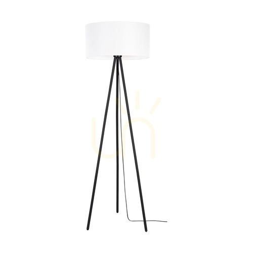 Verifica Lampa de podea Dove, 1xE27, Max. 40 W, metal negru/cablu din PVC negru/abat-jour alb, Ø 50 cm