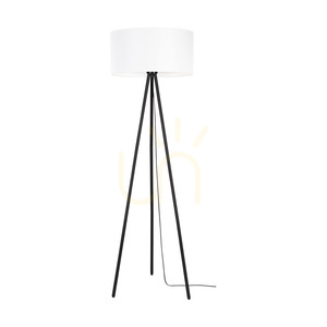 Lampa de podea Dove, 1xE27, Max. 40 W, metal negru/cablu din PVC negru/abat-jour alb, Ø 50 cm small 0