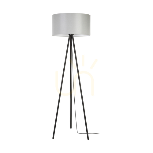 Verifica Lampa de podea Dove, 1xE27, Max. 40 W, metal negru/cablu din PVC negru/abat-jour gri, Ø 50 cm