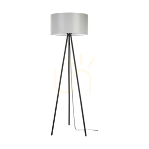 Lampa de podea Dove, 1xE27, Max. 40 W, metal negru/cablu din PVC negru/abat-jour gri, Ø 50 cm small 0