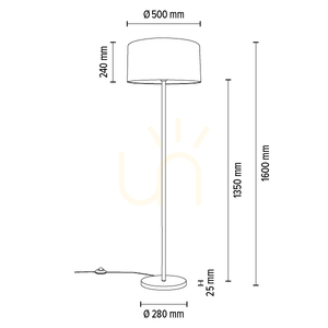 Lampa de podea Dove, 1xE27, Max. 60 W, metal cromat / cablu din PVC transparent / abajur alb, Ø 50 cm small 4