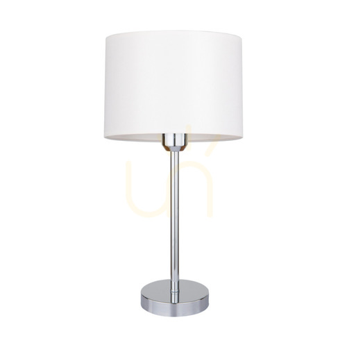 Verifica Lampa de masă Dove, 1xE27, Max. 40 W, metal cromat / cablu din PVC transparent / abajur alb, Ø 25 cm