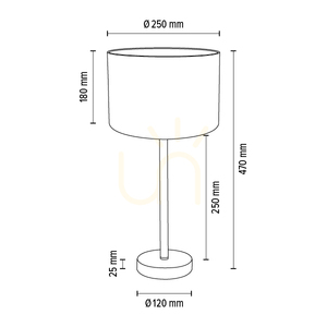 Lampa de masă Dove, 1xE27, Max. 40 W, metal cromat / cablu din PVC transparent / abajur gri, Ø 25 cm small 3
