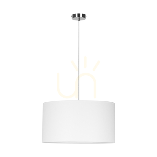 Verifica Lampă suspendată Dove, 1xE27, Max. 60 W, metal cromat / cablu din PVC transparent / abajur alb, Ø 50 cm