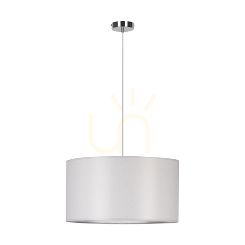 Verifica Lampă suspendată Dove, 1xE27, Max. 60 W, metal cromat / cablu din PVC transparent / abajur gri, Ø 50 cm