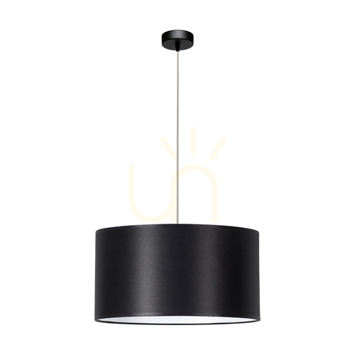 Verifica Lampă suspendată Dove, 1xE27, Max. 60 W, metal negru / cablu din PVC transparent / abajur negru, Ø 50 cm