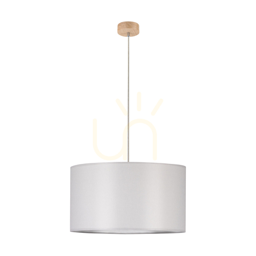 Verifica Lampă suspendată Dove 1xE27 Max. 60 W, stejar uleiat / cablu din PVC transparent / abajur gri, Ø 50 cm
