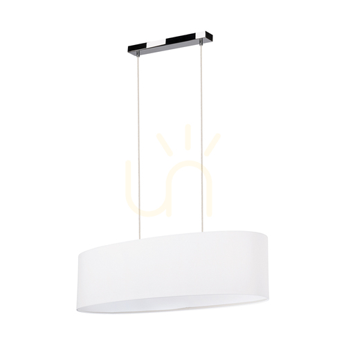 Verifica Lampă suspendată Dove, 2xE27, Max. 40 W, metal cromat / cablu din PVC transparent / abajur alb, 80 cm