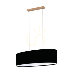 Lampa suspendată Dove 2xE27 Max. 40 W, stejar lăcuit/cablu din PVC transparent/abat-jour negru, 80 cm small 2