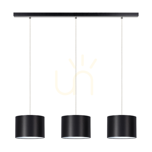 Verifica Lampă suspendată Dove, 3xE27, Max. 40 W, metal negru/cablu din PVC transparent/abat-jour negru, 117 cm