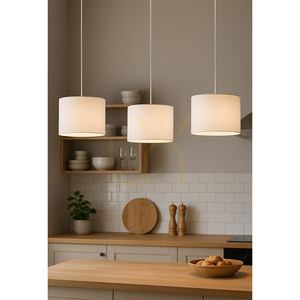 Lampă suspendată Dove, 3xE27, Max. 40 W, stejar tratat cu ulei / cablu din PVC transparent / abajur alb, 100 cm small 2