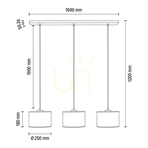Lampă suspendată Dove, 3xE27, Max. 40 W, stejar tratat cu ulei / cablu din PVC transparent / abajur alb, 100 cm small 3