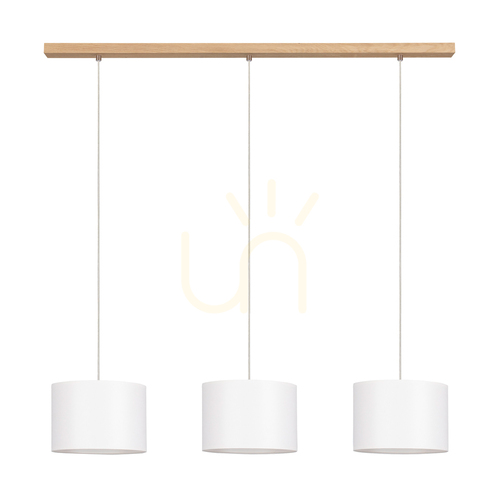 Verifica Lampă suspendată Dove, 3xE27, Max. 40 W, stejar tratat cu ulei / cablu din PVC transparent / abajur alb, 100 cm