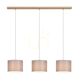 Lampa suspendată Dove 3xE27 Max. 40 W, stejar tratat cu ulei/PVC transparent/gri, 100 cm small 1