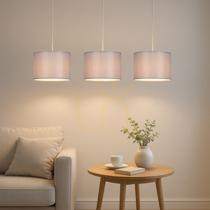 Lampa suspendată Dove 3xE27 Max. 40 W, stejar tratat cu ulei/PVC transparent/gri, 100 cm small 2