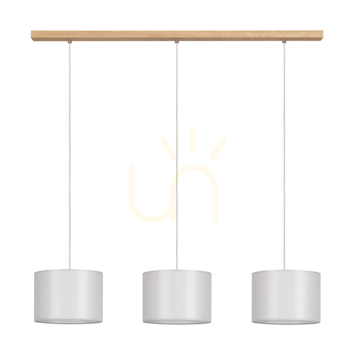 Verifica Lampa suspendată Dove 3xE27 Max. 40 W, stejar tratat cu ulei/PVC transparent/gri, 100 cm