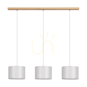 Lampa suspendată Dove 3xE27 Max. 40 W, stejar tratat cu ulei/PVC transparent/gri, 100 cm small 0