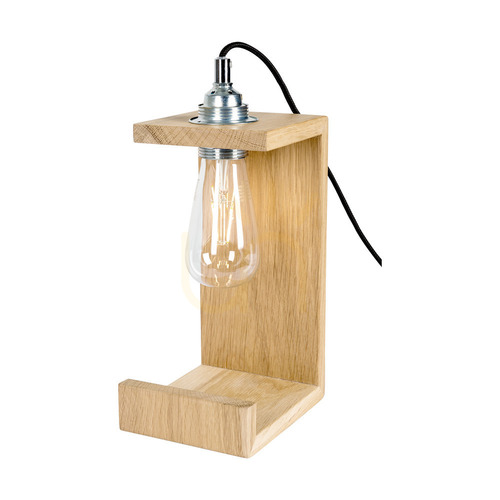 Verifica Lampa de masă Elle, 1xE27, Max. 15 W, stejar uleiat/negru, cablu împletit, 15 cm