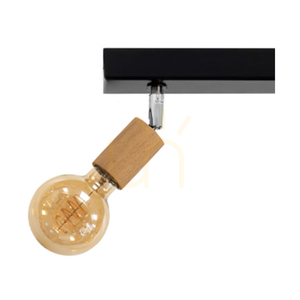 Lampa de tavan Elmin 2xE27 Max. 25 W, stejar tratat cu ulei/metal negru/metal cromat, 41 cm small 1