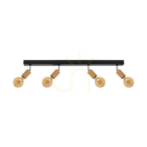 Verifica Lampa de tavan Elmin, 4xE27, Max. 25 W, stejar lustruit cu ulei/metal negru/metal cromat, 79 cm