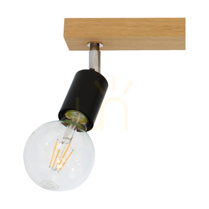 Lampa de tavan Elmo, 2xE27, Max. 25 W, stejar tratat cu ulei/metal negru/metal cromat, 40 cm small 1