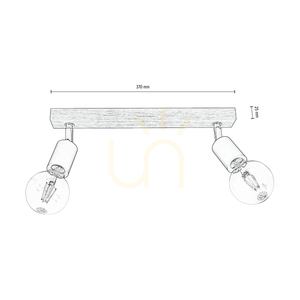Lampa de tavan Elmo, 2xE27, Max. 25 W, stejar tratat cu ulei/metal negru/metal cromat, 40 cm small 2