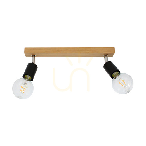 Verifica Lampa de tavan Elmo, 2xE27, Max. 25 W, stejar tratat cu ulei/metal negru/metal cromat, 40 cm
