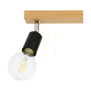 Lampa de tavan Elmo, 3xE27, Max. 25 W, stejar lustruit cu ulei/metal negru/metal cromat, 55 cm small 1
