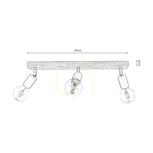 Lampa de tavan Elmo, 3xE27, Max. 25 W, stejar lustruit cu ulei/metal negru/metal cromat, 55 cm small 3