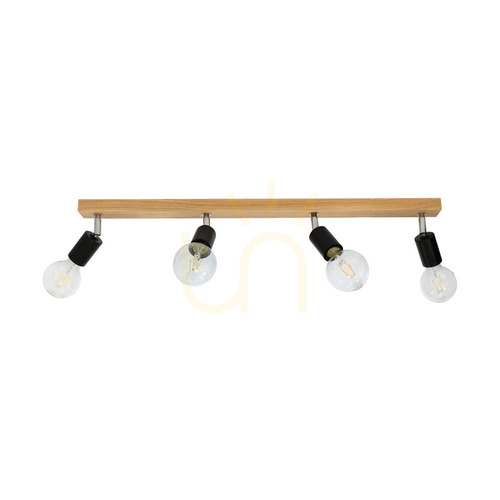 Verifica Lampa de tavan Elmo, 4xE27, Max. 25 W, stejar lustruit cu ulei/metal negru/metal cromat, 78 cm