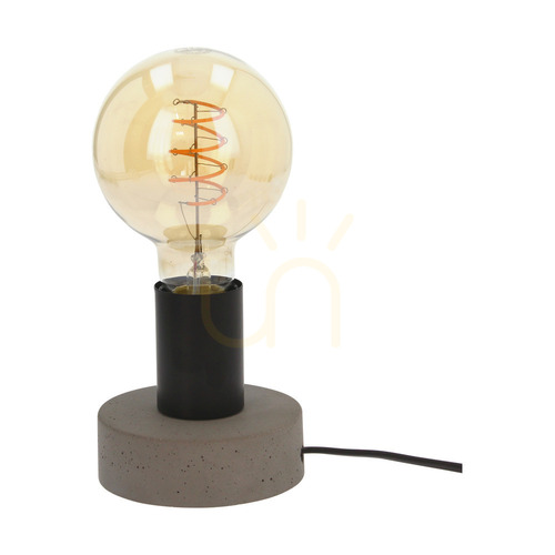 Verifica Lampa de masă Enar, 1xE27, Max. 25 W, beton gri/metal negru/cablu din PVC negru, Ø 10 cm