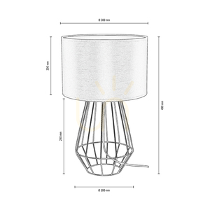 Lampa de masă Endorfina, 1xE27, Max. 60 W, metal negru/cablu din PVC negru/abat-jour alb, Ø 30 cm small 3