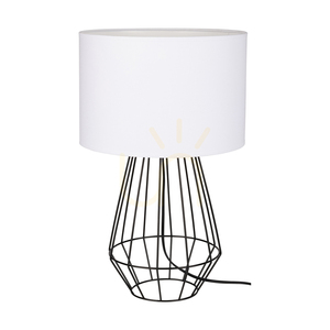 Lampa de masă Endorfina, 1xE27, Max. 60 W, metal negru/cablu din PVC negru/abat-jour alb, Ø 30 cm small 0