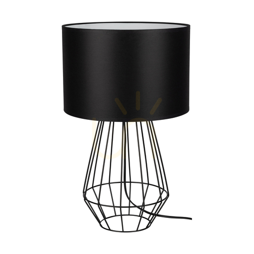 Verifica Lampa de masă Endorfina, 1xE27, Max. 60 W, metal negru/cablu din PVC negru/abat-jour negru, Ø 30 cm