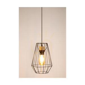 Lampa suspendată Endorfina 1xE27 Max. 60 W, stejar tratat cu ulei/metal negru/cablu din PVC negru, Ø 21 cm small 2