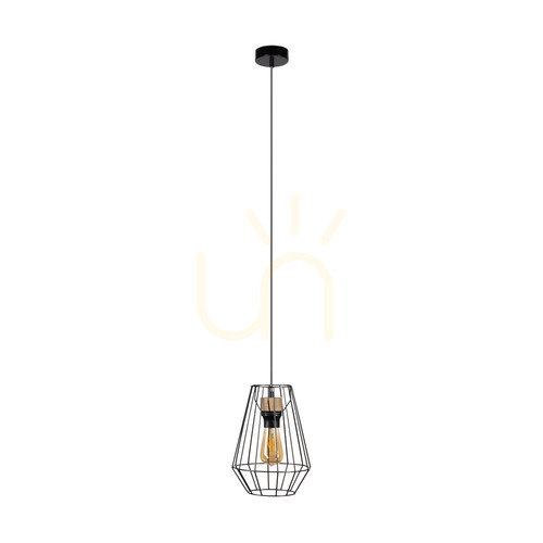 Verifica Lampa suspendată Endorfina 1xE27 Max. 60 W, stejar tratat cu ulei/metal negru/cablu din PVC negru, Ø 21 cm