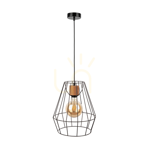 Verifica Lampa suspendată Endorfina, 1xE27, Max. 60 W, stejar uleiat/metal negru/cablu din PVC negru, Ø 31 cm
