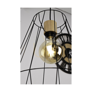 Lampa suspendată Endorfina 1xE27 Max. 60 W, stejar uleiat/metal negru/cablu din PVC negru, Ø 41 cm small 2