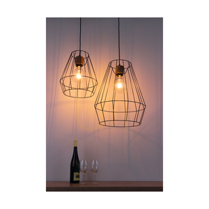 Lampa suspendată Endorfina 1xE27 Max. 60 W, stejar uleiat/metal negru/cablu din PVC negru, Ø 41 cm small 3