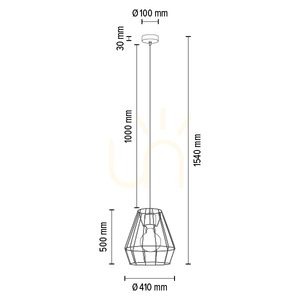 Lampa suspendată Endorfina 1xE27 Max. 60 W, stejar uleiat/metal negru/cablu din PVC negru, Ø 41 cm small 4