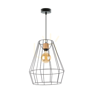 Lampa suspendată Endorfina 1xE27 Max. 60 W, stejar uleiat/metal negru/cablu din PVC negru, Ø 41 cm small 0
