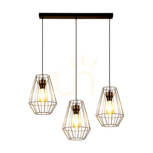 Lampa suspendată Endorfina, 3xE27, Max. 60 W, metal negru/cablu din PVC negru, 77 cm small 1