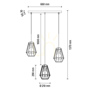 Lampa suspendată Endorfina, 3xE27, Max. 60 W, metal negru/cablu din PVC negru, 77 cm small 3