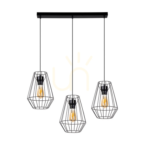 Verifica Lampa suspendată Endorfina, 3xE27, Max. 60 W, metal negru/cablu din PVC negru, 77 cm