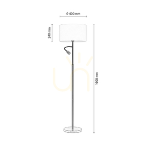 Lampa de podea Eros, 1xE27 (Max.. 60 W), 1x LED 3000 K 3 W, metal cromat/cablu din PVC transparent/abat-jour negru Ø 40 cm small 2
