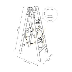 Lampa de podea Eskalo, 4xE27, Max. LED de 15 W, pin vopsit în maro / cablu din PVC negru / abajur din in bej cu bordură neagră, 82 cm small 4
