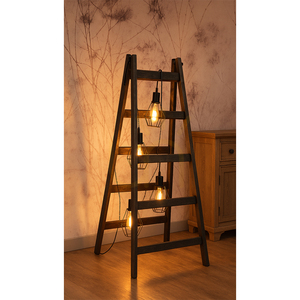 Lampa de podea Eskalo, 4xE27, Max. LED de 15 W, pin vopsit (nuc)/cablu din PVC negru/abat-jour metalic negru, 82 cm small 3