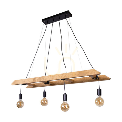 Verifica Lampa suspendată Eskalo 4xE27, Max. 60 W, pin vopsit în maro / metal negru / cablu din PVC negru, 123,5 cm