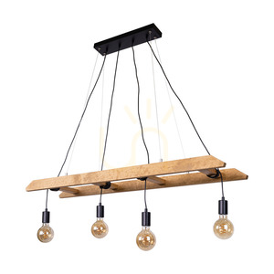 Lampa suspendată Eskalo 4xE27, Max. 60 W, pin vopsit în maro / metal negru / cablu din PVC negru, 123,5 cm small 0